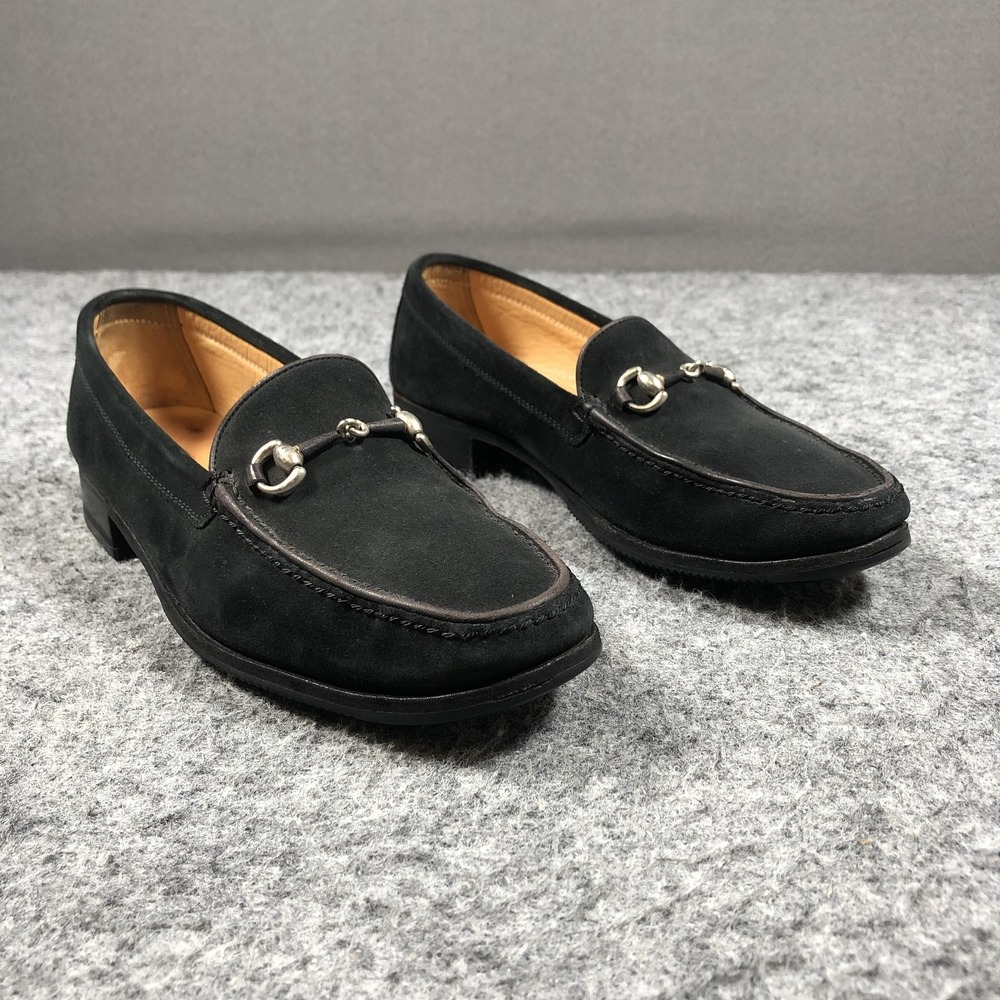 Gravati Loafers Mens 8 M Black Suede Horsebit Slip On Handmade Italy Luxury